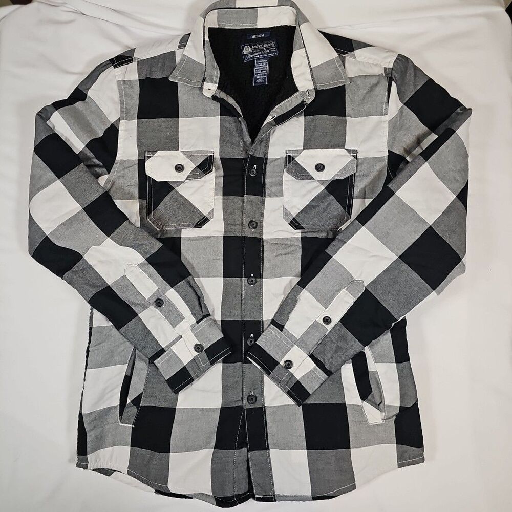 American Rag Men's Medium Long Sleeve Lined Black And White Shirt/Jacket